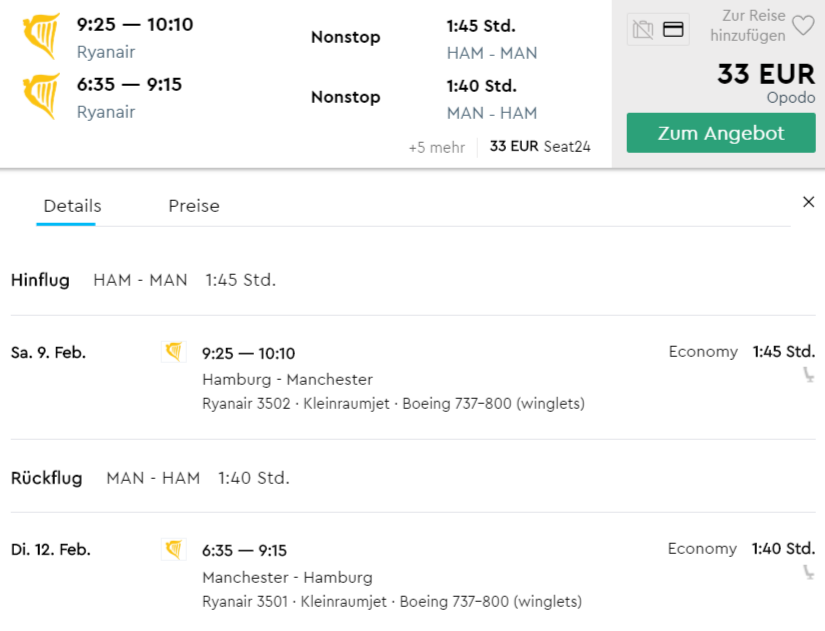 3 Tage Billigflug im Februar nach Manchester ab Hamburg für nur 33 € 2