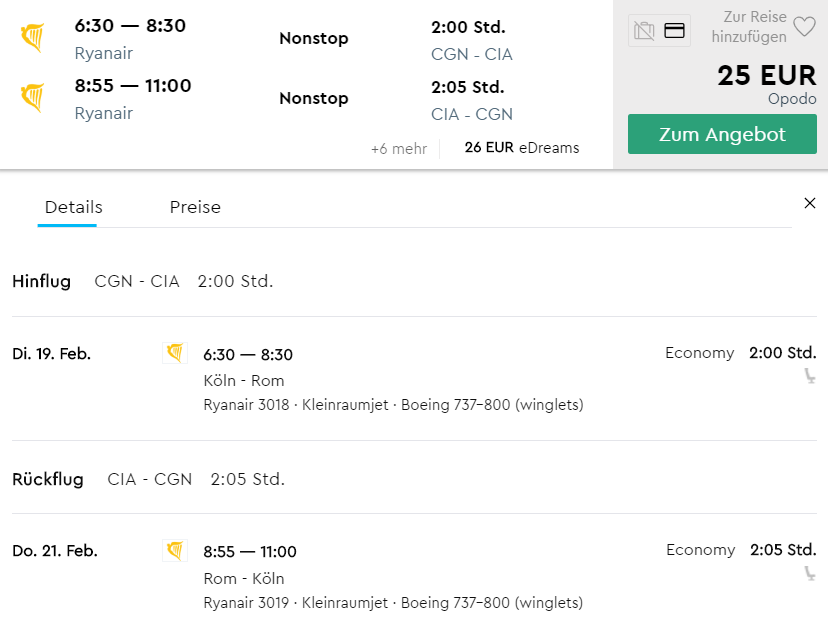Billigflug im Februar, 2 Tagestrip von Köln nach Rom für nur 25 € 2